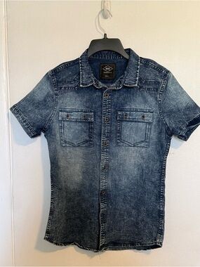 NWOT Box Raw Denim Short Sleeve Shirt - Washed Blue